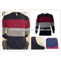 Men's 100% cashmere striped color crew neck pullover sweater